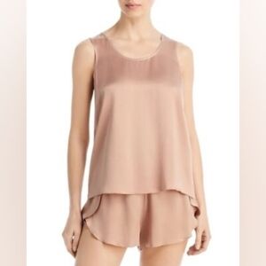 Lunya Washable Silk Pajama Tulip Short Set Otium Tan Size Small